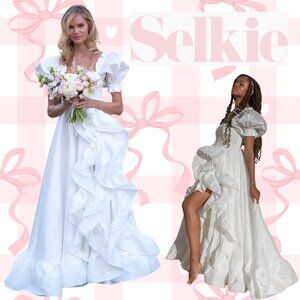 Selkie The Ivory Recycled Ruffle Gown NWT